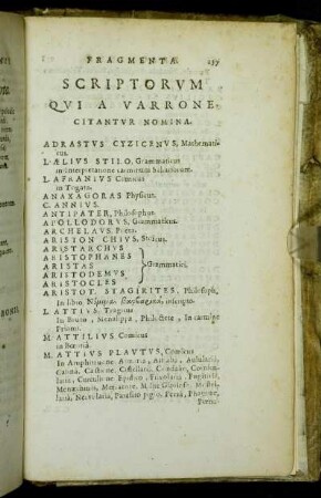 Scriptorum Qui A Varrone Citantur Nomina.