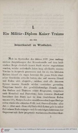 5: Ein Militär-Diplom des Kaiser Traians zu dem Römerkastell zu Wiesbaden