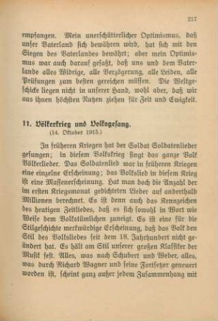 11. Völkerkrieg und Volksgesang.