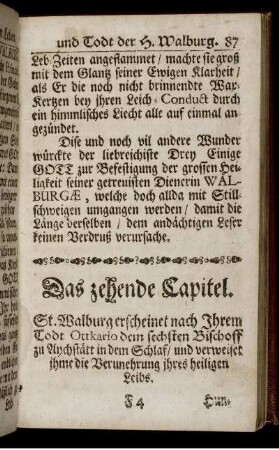 Das zehende Capitel. St. Walburg erscheinet nach Ihrem Todt Ottkario [...]