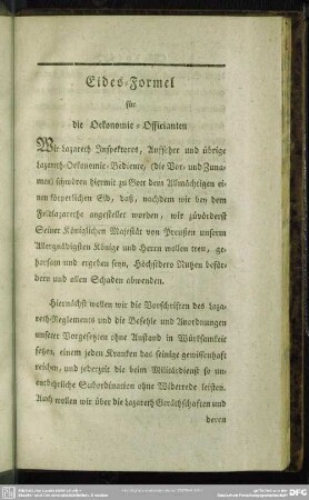 Eides-Formel für die Oekonomie-Officianten