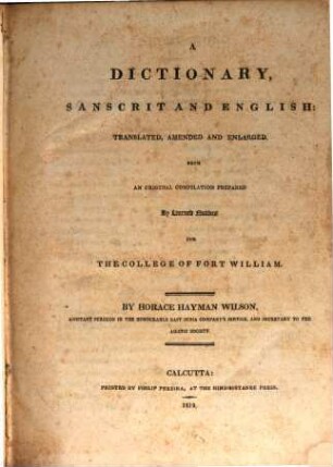 A Dictionary, Sanscrit and English