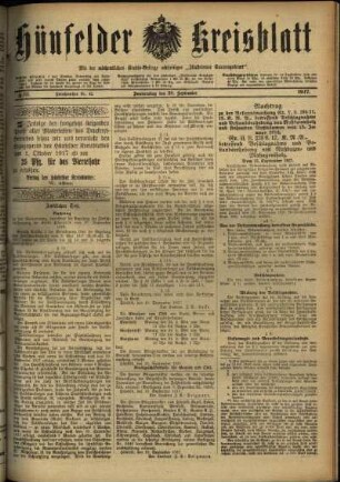 Ausgabe vom Donnerstag, den 20. September 1917.
