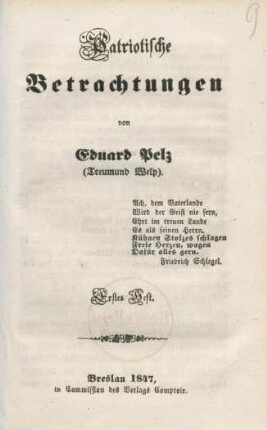 Heft 1: Patriotische Betrachtungen