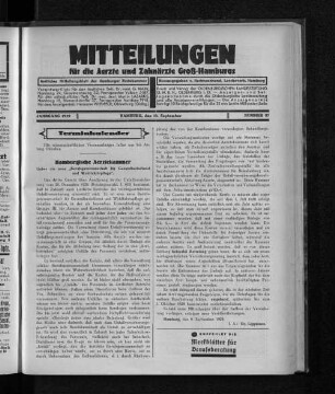 Jahrgang 1929, Hamburg, den 15. September, Nummer 37