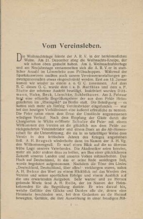 Vom Vereinsleben