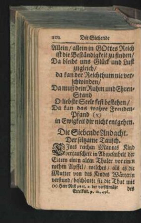 Die Siebende Andacht. Der seltzame Tausch.