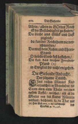 Die Siebende Andacht. Der seltzame Tausch.