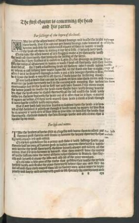 The first chapter is concerning the head and his partes.
