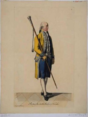 Ein Portier der katholischen Kirche in Dresden in typischer Uniform, Blatt 2 aus der Folge von Kostümen in Sachsen bei Rittner 1803-1808