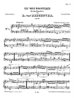 Beethoven's Werke. 189 = Serie 18: Kleinere Stücke für das Pianoforte, 11 neue Bagatellen : op. 119