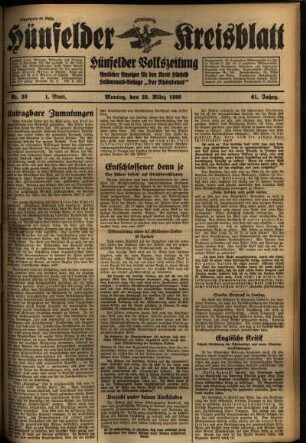 Erste Ausgabe vom Montag, den 23. März 1936.