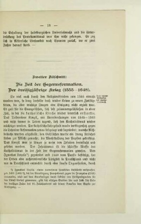 Zweiter Abschnitt. Die Zeit der Gegenreformation. Der dreißigjährige Krieg (1555-1648)