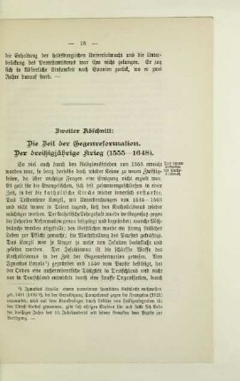 Zweiter Abschnitt. Die Zeit der Gegenreformation. Der dreißigjährige Krieg (1555-1648)
