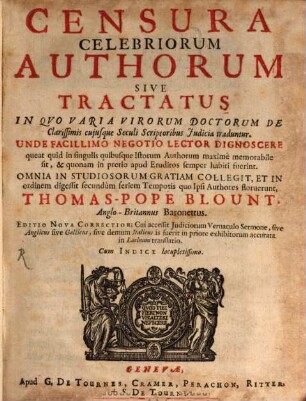 Censura celebriorum Authorum