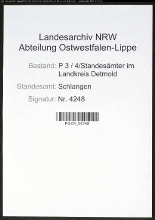 Heiratsregister Standesamt Schlangen