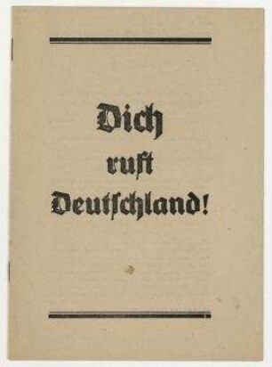 Dich ruft Deutschland!. Gaupropaganda der NSDAP : Berlin, 14. Oktober 1933