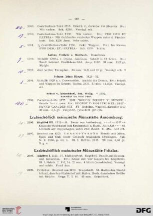 Erzbischöflich mainzische Münzstätte Fritzlar (Nr. 2398-2471)