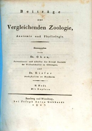 Beiträge zur vergleichenden Zoologie, Anatomie und Physiologie, 2