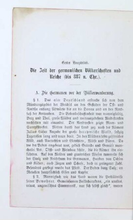 Erstes Hauptstück. Die Zeit der germanischen Völkerschaften und Reiche (bis 887 n. Chr.)
