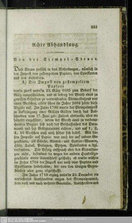 Achte Abhandlung. Von der Stempel-Steuer