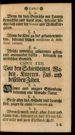 Caput XXII. Von den Schienbeinen, Waden, Knorren, Fuß, und desselben Zähen