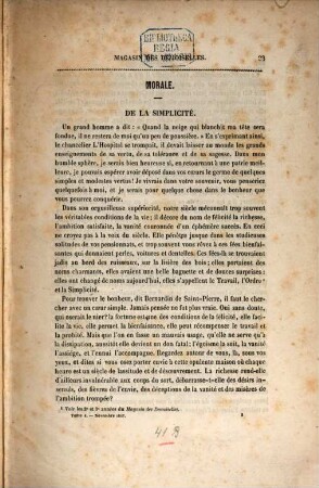Magasin des demoiselles : morale, éducation, histoire, science, littérature, beaux-arts. 4. 1847/48