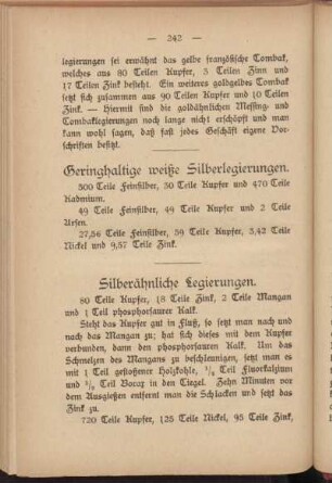 Geringhaltige weiße Silberlegierungen.