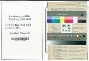 Entnazifizierung Elisabeth Bassfeld , geb. 15.06.1905 (Postfacharbeiterin)