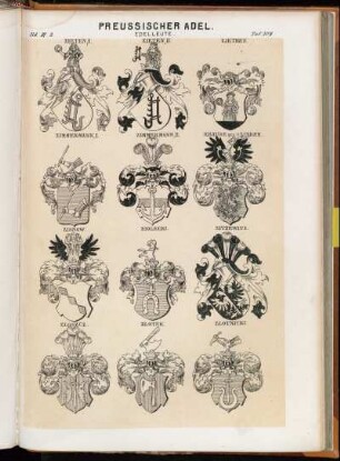 Taf. 509. Zieten I. - Zieten II. - Ziethen. - Zimmermann I. - Zimmermann II. - Krause gen. v. Zinken. - Zinnow. - Ziolecki. - Zitzewitz. - Zloszcz. - Zlotek. - Zlotnicki