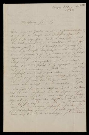 Brief von Heinrich Leberecht Fleischer an Heinrich Ewald. Leipzig, 10.2.1847