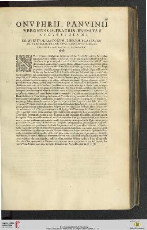 In quintum fastorum librum praefatio