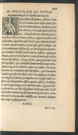 In Epistolam Ad Titum Argumentum per Erasmum Roterodamum.