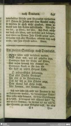 Am zweiten Sonntage nach Trinitatis