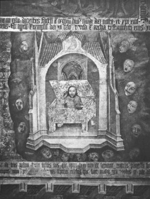 Karlštejn / Karlstein (Tschechien), Burg Karlštejn, Marienkapelle, Ostwand: Apokalypse (Detail), Meister Theoderich u. Werkstatt