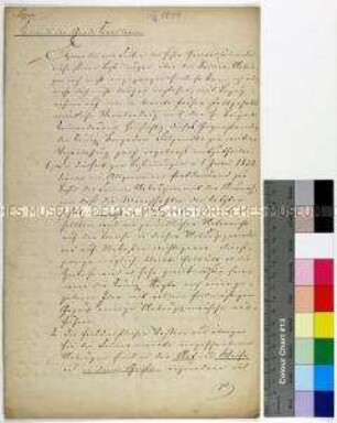 Schreiben des preußischen Generals Adam von Tümpling aus der Zeit vom 10. Juni 1844 bis 29. Mai 1845 betreffend Übungen der Kavallerie (Kopie)