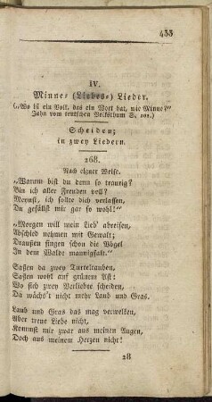 IV. Minne- (Liebes-) Lieder.