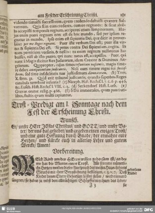 Trost-Predigt am I. Sonntage nach dem Fest der Erscheinung Christi