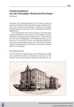 Schülerpostkarten aus der ehemaligen Realschule Kenzingen.