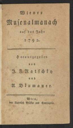 1792: Wiener Musenalmanach