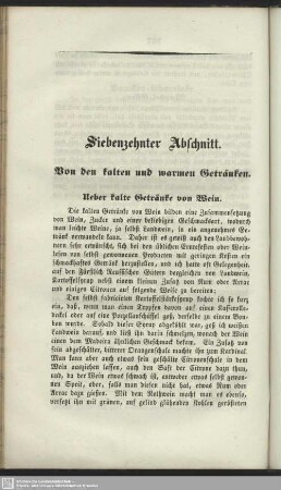 Siebenzehnter Abschnitt. Von den kalten und warmen Getränken