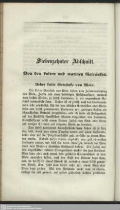 Siebenzehnter Abschnitt. Von den kalten und warmen Getränken
