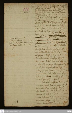 Bericht von Johann Ulrich Christian Köppen über die Ereignisse während des Aufenthalts August Hermann Franckes in Ulm.