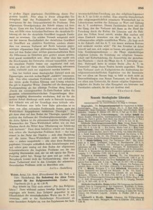 285-286 [Rezension] Weiser, Artur, Die Bedeutung des alten Testaments für den Religionsunterricht