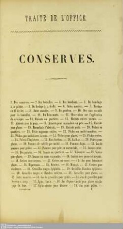 I. Conserves