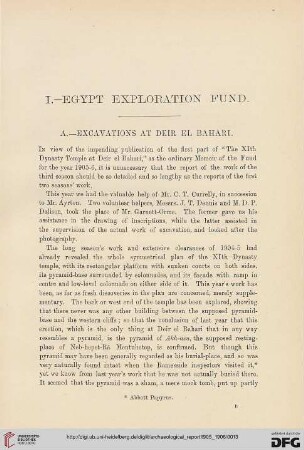 Egypt Exploration Fund : excavations at Deir El Bahari