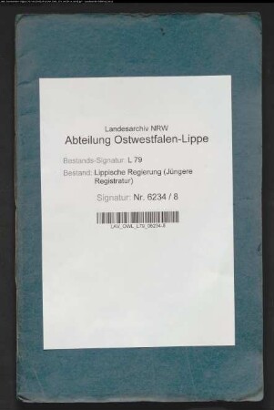 Stammrolle des Amts Oerlinghausen (Aushebungsbezirk Lage, ab 1879 Lemgo), Bd. 1