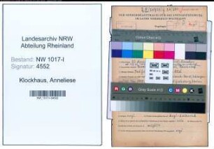Entnazifizierung Anneliese Klockhaus , geb. 20.04.1921 (Krankenpflegerin)