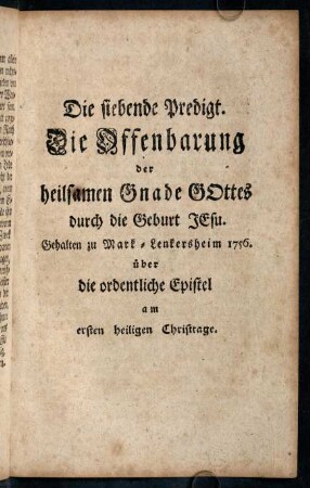 169-186, Die siebende Predigt.