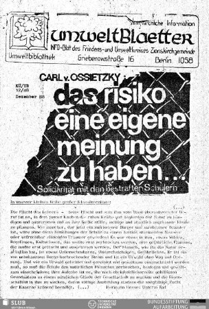 1988,Dez.: Umweltblaetter : Infoblatt des Friedens- und Umweltkreises Zionsgemeinde
